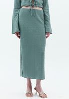 Women Green High Rise Skirt with Slit Detail