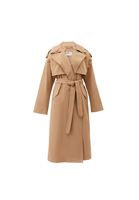 Women Beige Trench Coat with Belt Detail