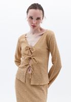 Women Beige Top with Tie-up Detail