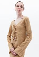 Women Beige Top with Tie-up Detail