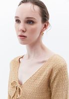 Women Beige Top with Tie-up Detail