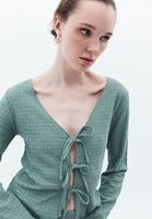 Women Green Top with Tie-up Detail