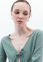 Women Green Top with Tie-up Detail