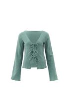 Women Green Top with Tie-up Detail