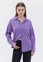 Women Purple Oversize Shirt with Pocket