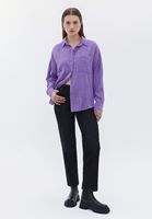 Women Purple Oversize Shirt with Pocket