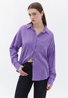 Women Purple Oversize Shirt with Pocket