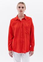 Women Red Oversize Shirt with Pocket