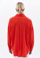 Women Red Oversize Shirt with Pocket