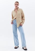 Women Beige Oversize Shirt with Pocket