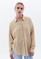 Women Beige Oversize Shirt with Pocket