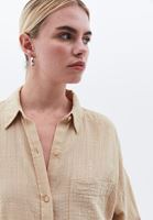 Women Beige Oversize Shirt with Pocket