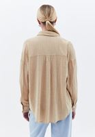 Women Beige Oversize Shirt with Pocket