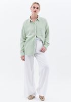 Women Green Oversize Shirt with Pocket