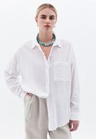 Women White Oversize Shirt with Pocket