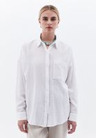 Women White Oversize Shirt with Pocket