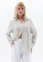 Women Mixed Oversize Shirt With Pocket Detail