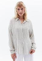 Women Mixed Oversize Shirt With Pocket Detail