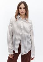 Women Mixed Oversize Shirt With Pocket Detail