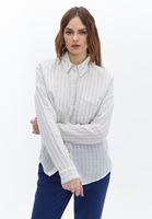 Women Mixed Oversize Shirt With Pocket Detail