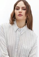 Women Mixed Oversize Shirt With Pocket Detail