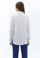 Women Mixed Oversize Shirt With Pocket Detail