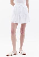 Women White Mini Skirt with Elastic Waist Band