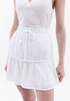 Women White Mini Skirt with Elastic Waist Band