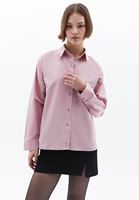 Bayan Pembe Loose-Fit Poplin Gömlek