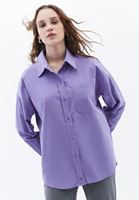 Women Purple Oversize Poplin Shirt