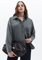 Women Khaki Oversize Poplin Shirt