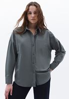 Women Khaki Oversize Poplin Shirt