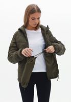 Women Green Quilted Crop Puffer Jacket