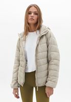 Women Beige Quilted Crop Puffer Jacket