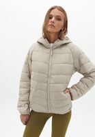 Women Beige Quilted Crop Puffer Jacket