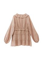 Women Beige Mini Dress with Puff Sleeves