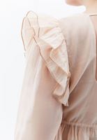 Women Beige Blouse with Drawstring and Raffle Detail