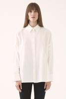 Alvin Rahat Kalıp Standart Boy Düşük Kollu Erkek Yaka Beyaz Renk Kadın Gömlek