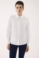 Kaisa Slim Fit Standart Boy Takma Kol Gömlek Yaka Beyaz Renk Kadın Gömlek