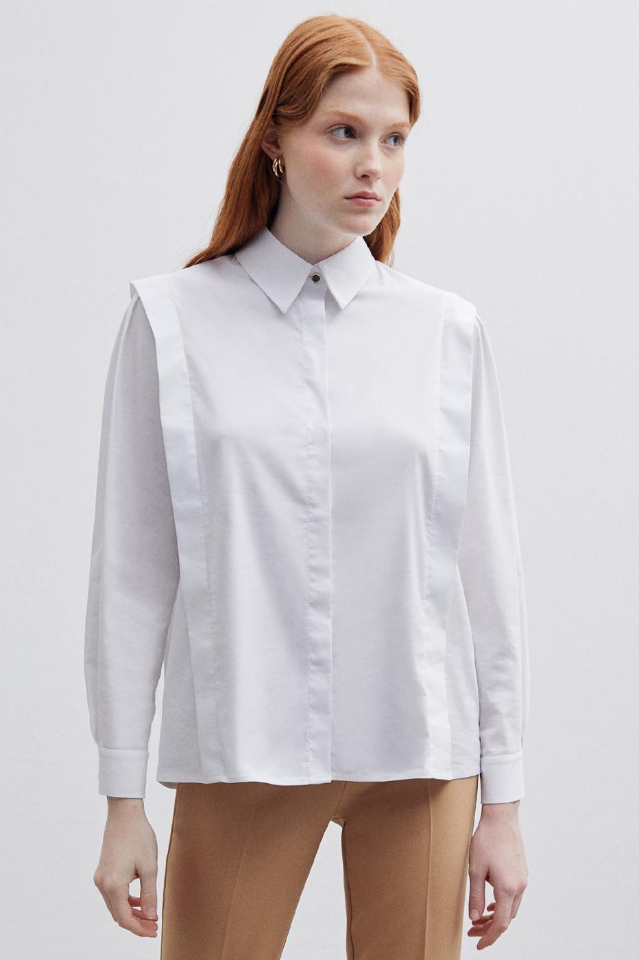 Bayan BEYAZ Ann Regular Fit Gömlek Yaka Standart Boy Beyaz Renk Kadın Gömlek