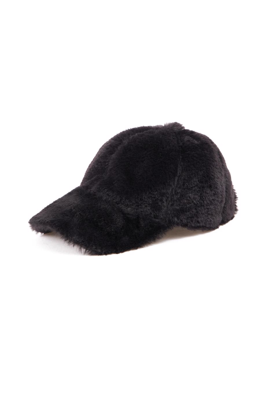Tüylü Siyah Kep Şapka