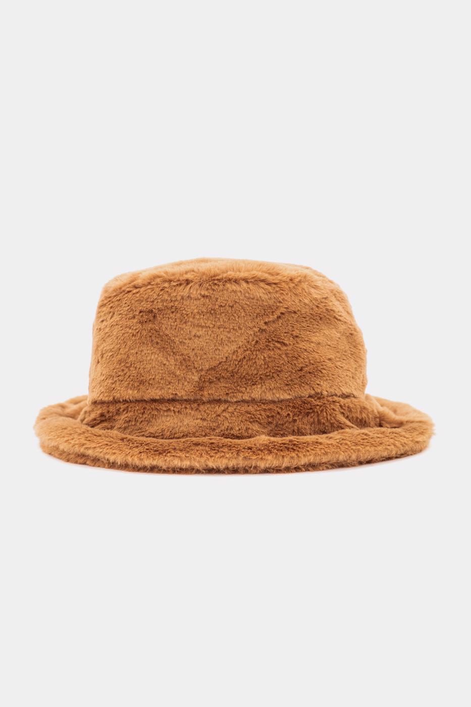  Camel Renk Tüylü Bucket Kadın Şapka