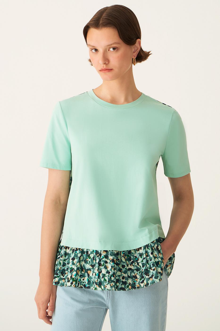 Bayan YEŞİL Ella Su Yeşili Renk Kadın Tişört