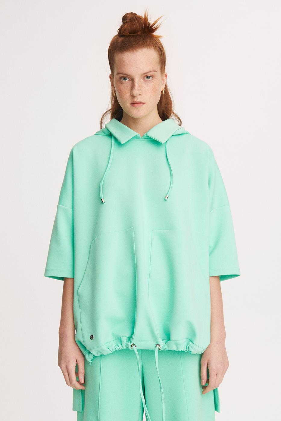 Ellie Rahat Kalıp Gömlek Yaka Açık Yeşil Sweatshirt
