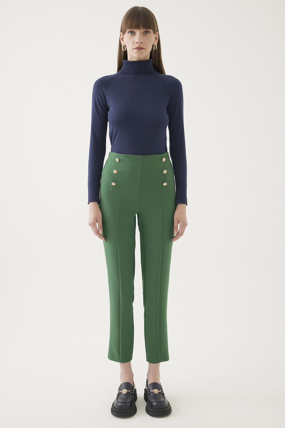 Bayan ZÜMRÜT YEŞİLİ İbbie Regular Fit Bilek Boy Boru Paça Zümrüt Yeşili Renk Kadın Pantolon