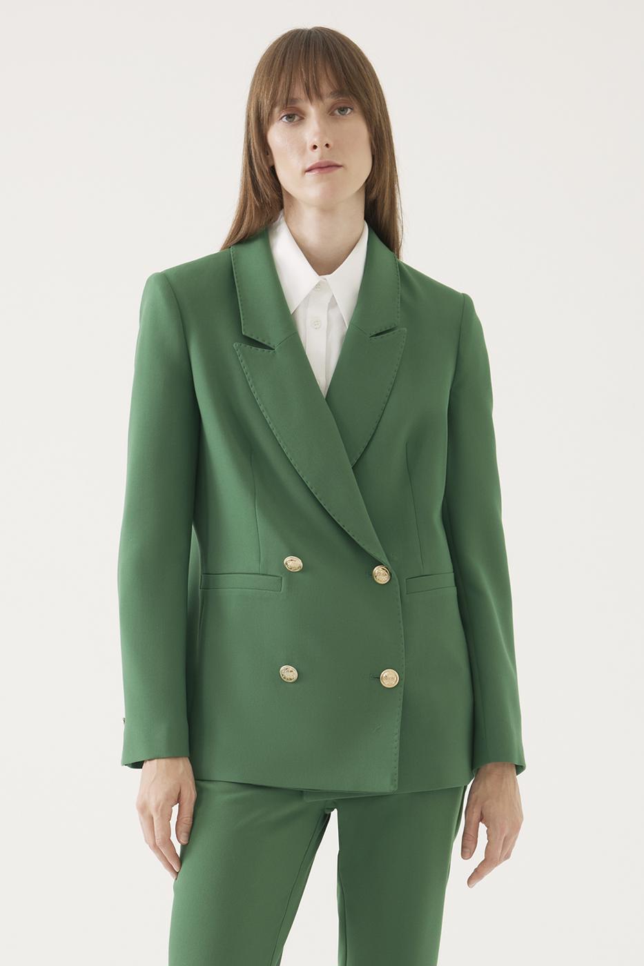İbbie Regular Fit Standart Boy Takma Kol Ceket Yaka Zümrüt Yeşili Renk Kadın Ceket