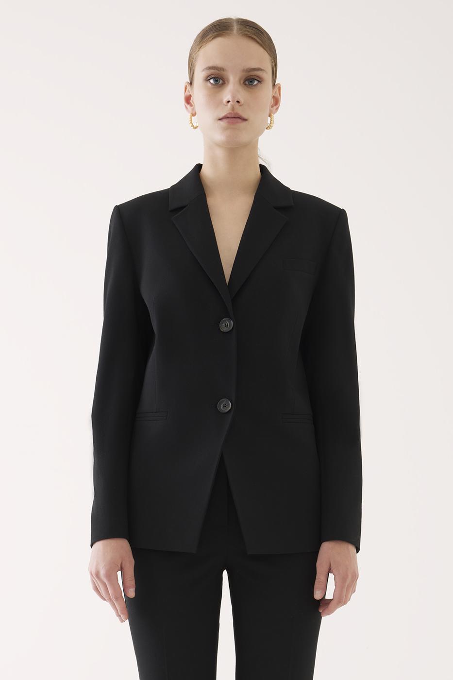 Bayan SİYAH İcardi Regular Fit Standart Boy Takma Kol Ceket Yaka Siyah Renk Kadın Ceket