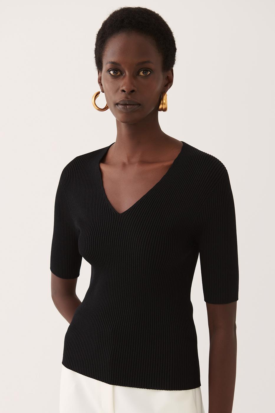 Lien Fitilli Siyah Renk Kadın Triko Bluz 