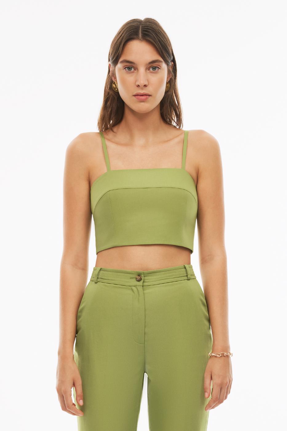 Bayan YEŞİL Blannes Slim Fit Askılı Açık Yeşil Renk Kadın Bluz