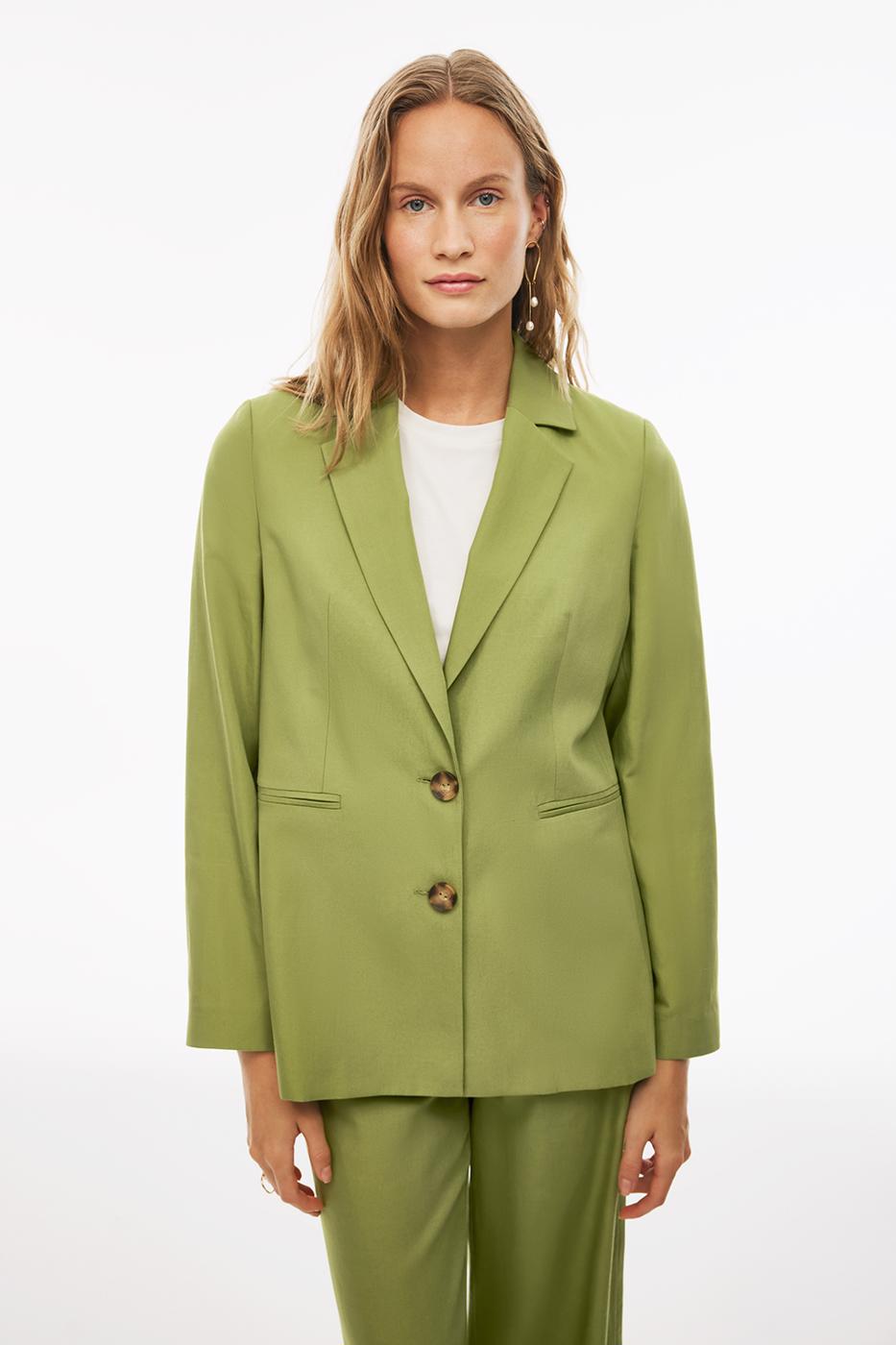 Bayan YEŞİL Blannes Regular Fit Standart Boy Takma Kol Ceket Yaka Açık Yeşil Renk Kadın Ceket